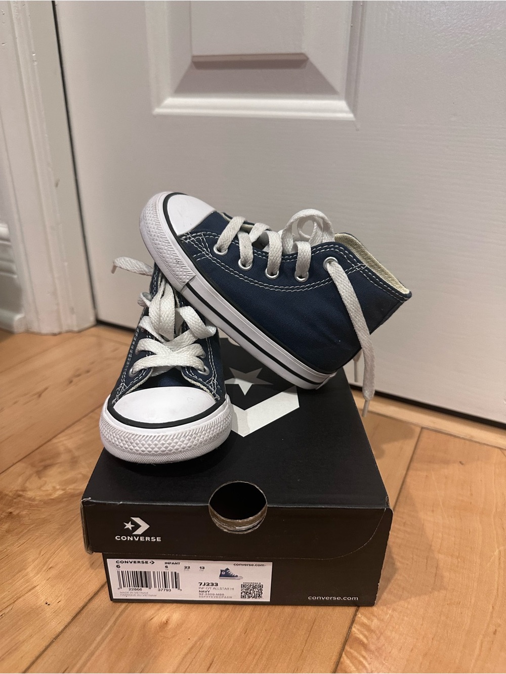 Converse Kids Navy and White High-Top Sneakers